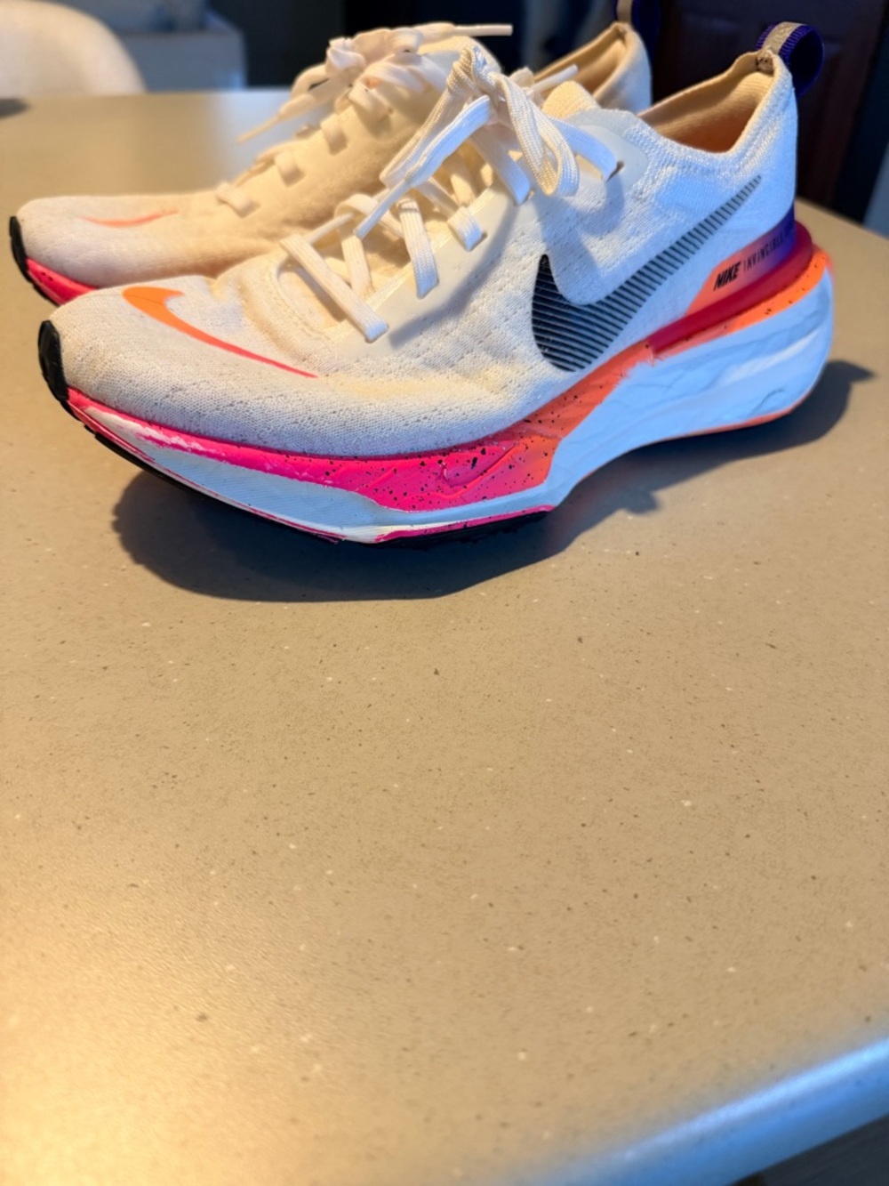 Nike Women’s Invincible Run 3 White with Pink and Orange Accents - Picture 4 of 8